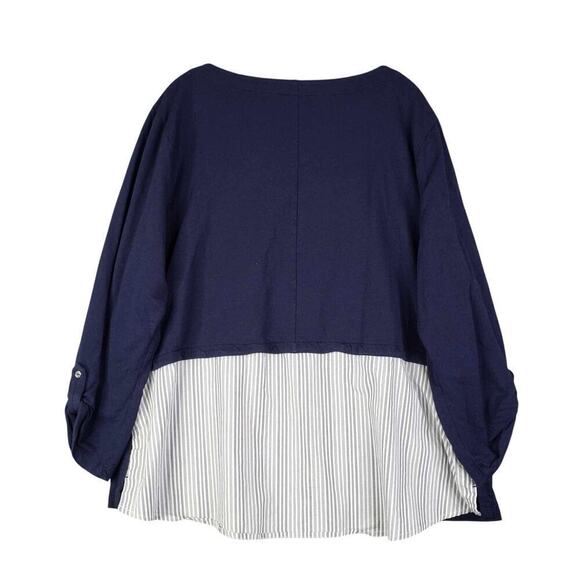 Chicos Shirt Size 4 US XXL Top Navy Blue Layered Stretch Knit Coastal Resort - Picture 3 of 9
